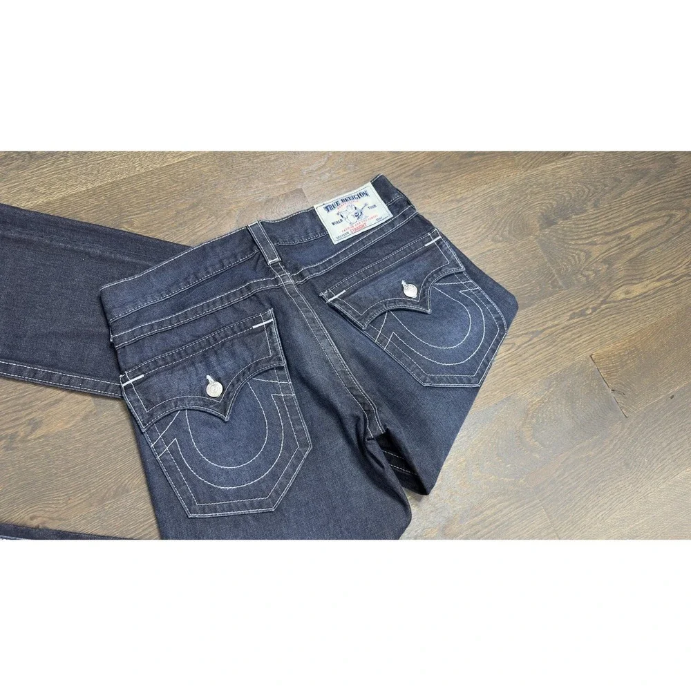 True Religion Jean Straight w/flap Dark Wash Blue 33X34‎